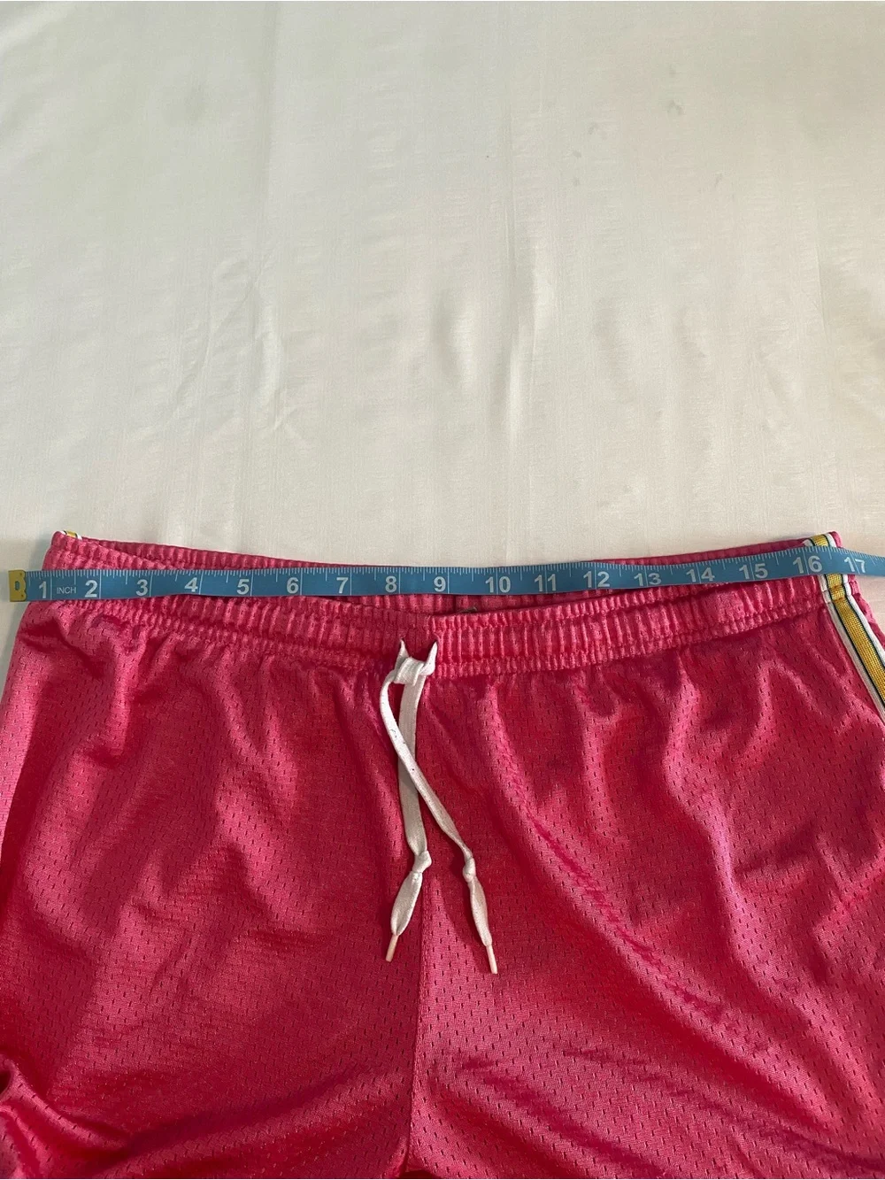 Nike Pink Athletic Mesh Shorts with Yellow & White Trim